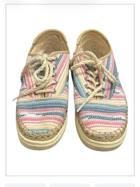 UGG Striped Pastel Knit Espadrille Sneakers Lace Up Shoe Women size 7.5